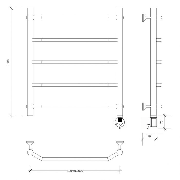 Полотенцесушитель электрический Secado Агата 1 60x60 хром