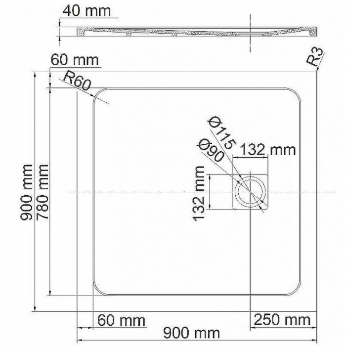 Душевой поддон из искусственного камня WasserKRAFT Neime 90х90 19T03 Черный матовый