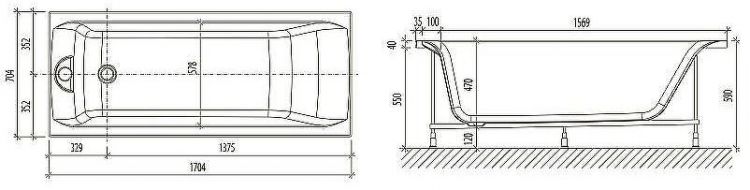 Акриловая ванна WellWant Qwatro 170x70 WWVQ1214W без гидромассажа Акриловая ванна WellWant Qwatro 170x70 WWVQ1214W без гидромассажа
