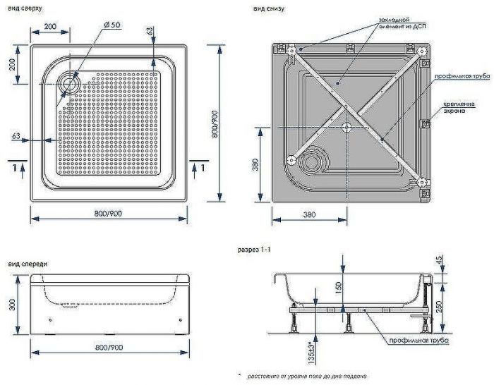 Акриловый поддон для душа Melodia della vita Square 90x90 MTYSQ9090H Белый