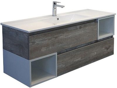 Тумба с раковиной Comforty Турин 120М 00-00013939 подвесная Дуб бежевый Белая глянцевая