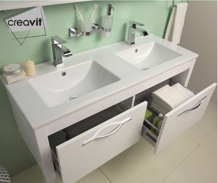 Раковина Creavit Su 121 SU121-00CB00E-0000 двойная Белая