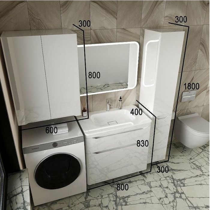 Тумба под раковину Style Line Марелла 80 Люкс Plus СС-00002402 Белый глянец антискрейтч
