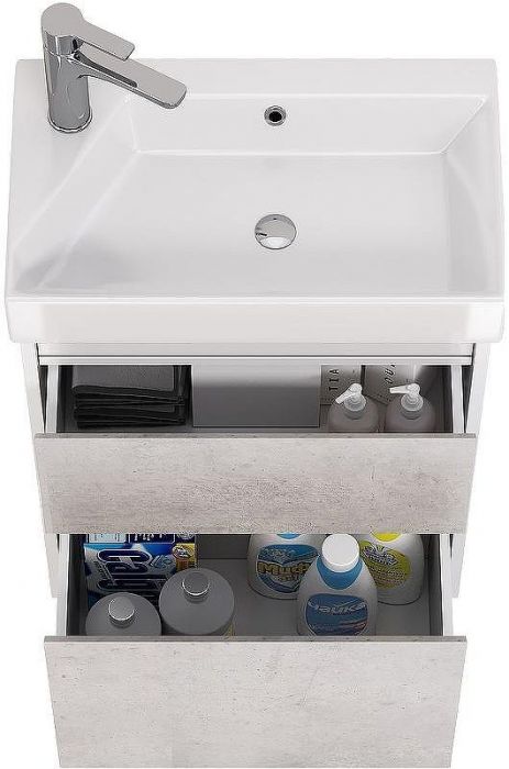 Тумба под раковину Dreja Slim 55 99.0502 подвесная Бетон Белый глянец