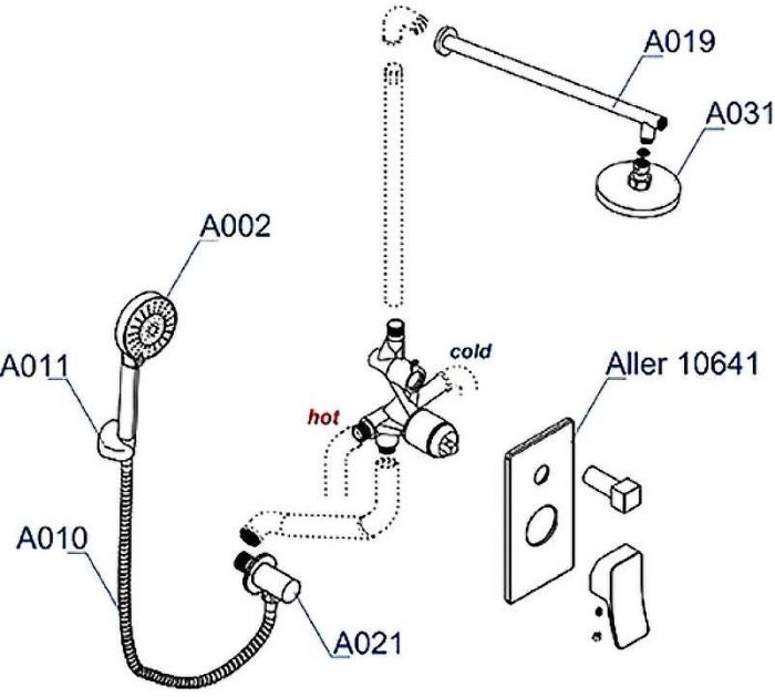 Душевая система WasserKRAFT Aller A14131 Хром