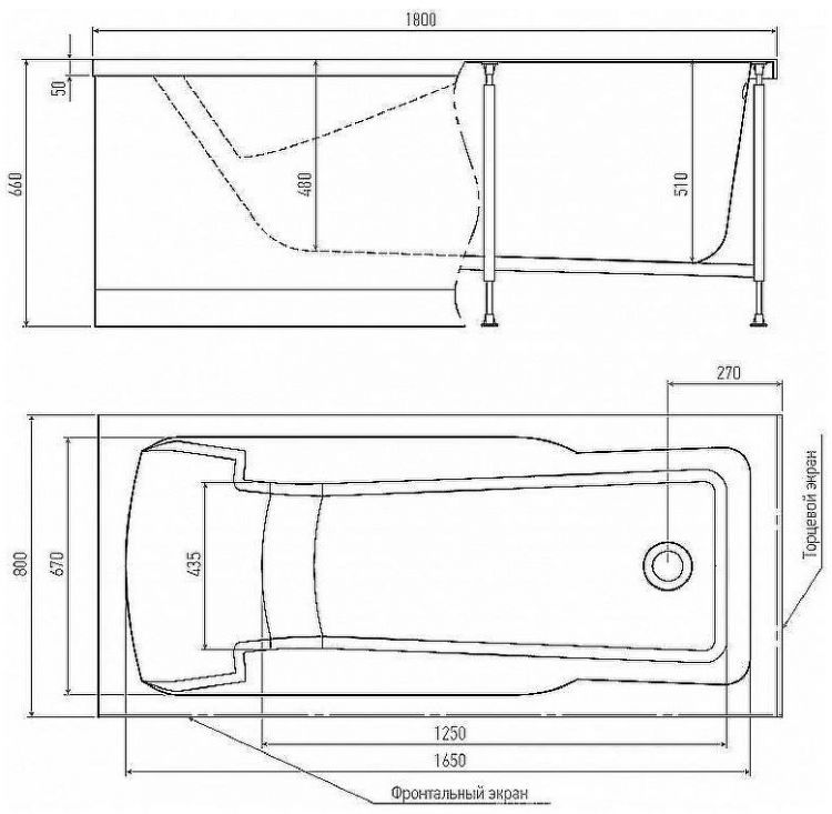 Акриловая ванна Alex Baitler Madin 180х80 без гидромассажа