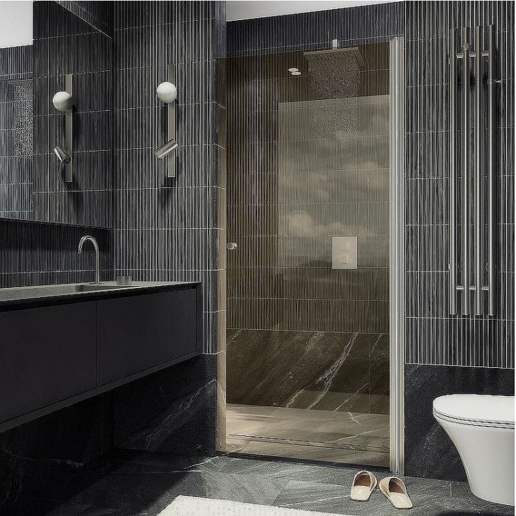 Душевая дверь Maybah Glass MGD-810-5 900x1980 на монопетле Хром матовый стекло бронзовое