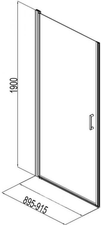 Душевая дверь Aquanet Cinetic AE12-N-90H190U-CT 900 243620 профиль Хром стекло прозрачное