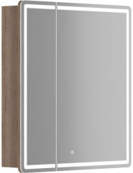 Зеркальный шкаф SANCOS для ванной комнаты SANCOS Mirror 690x150х740 мм, с LED подсветкой, цвет дуб галифакс натуральный, с розеткойарт. MI70EG