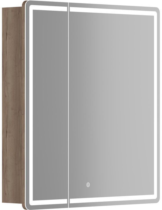 Зеркальный шкаф SANCOS для ванной комнаты SANCOS Mirror 690x150х740 мм, с LED подсветкой, цвет дуб галифакс натуральный, с розеткойарт. MI70EG