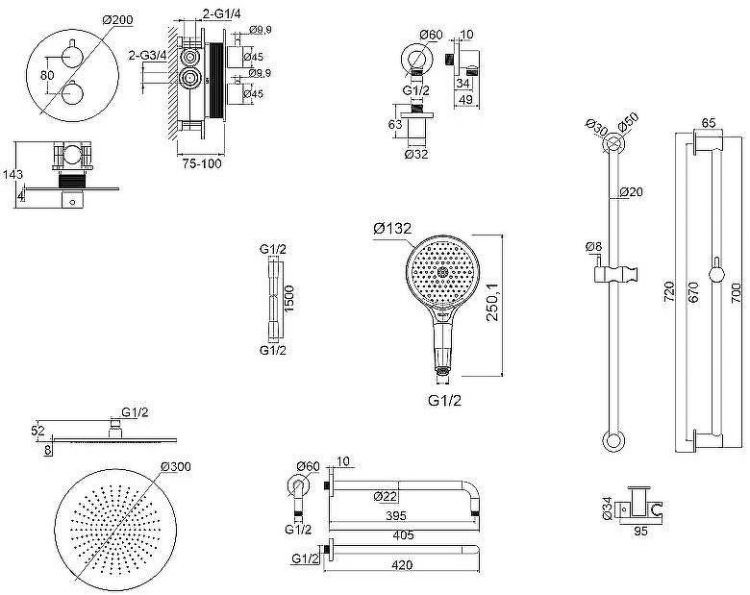 Душевая система Whitecross Y black YSET09TOPBL с термостатом Черная матовая Душевая система Whitecross Y black YSET09TOPBL с термостатом Черная матовая