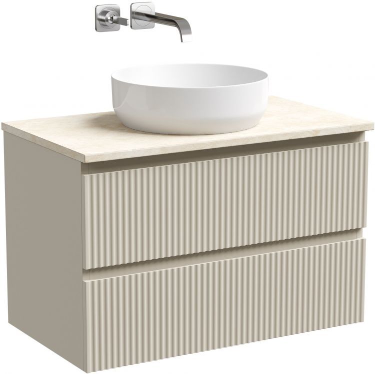 Тумба подвесная SANCOS Snob R, Beige Soft 790х445х500, под столешницу без отверстия под смеситель, цвет Kreman, SNR80CE