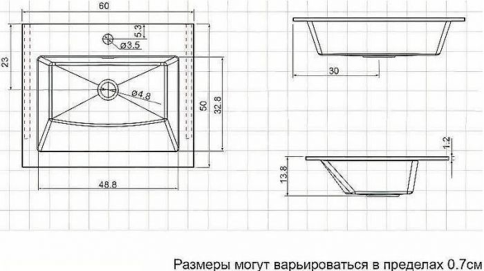 Тумба с раковиной Aquanet Lino 60 271944 подвесная Дуб Веллингтон
