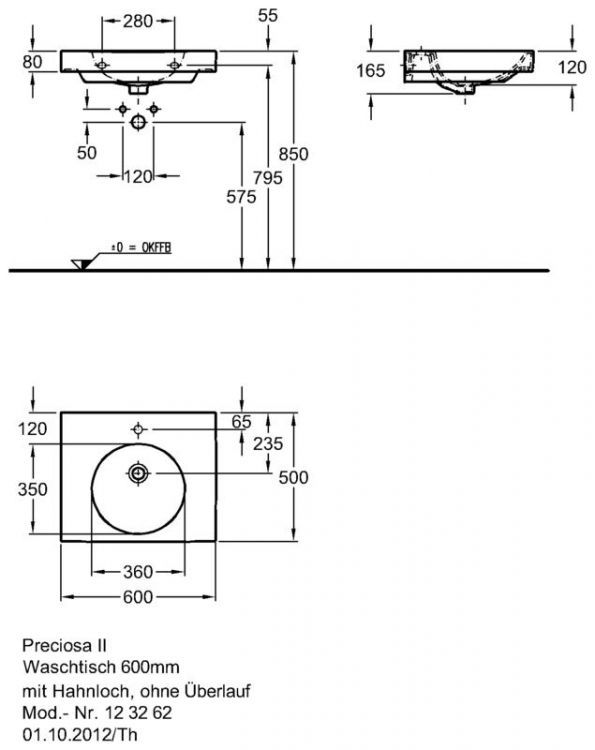 Раковина Keramag Preciosa II, 123262000