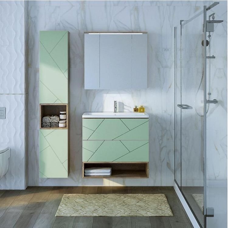 Зеркальный шкаф Бриклаер Кристалл 75 4627125417238 с подсветкой Дуб гранж песочный