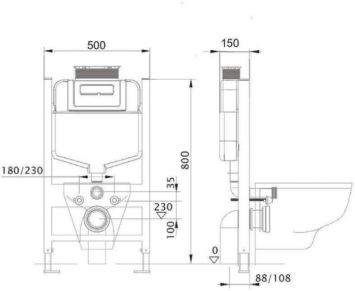 Инсталляция Aquatek INS-0000018 для унитаза без клавиши смыва