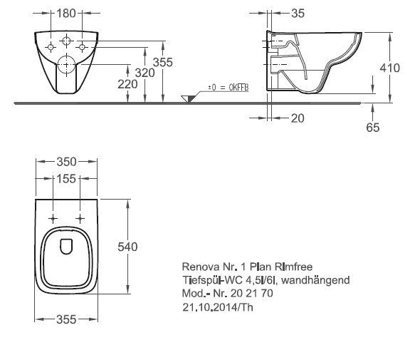 Унитаз подвесной Keramag Renova Nr.1 Plan, 202170000