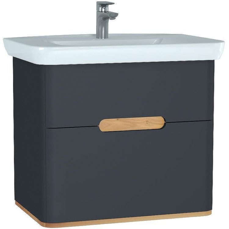 Тумба с раковиной Vitra Sento 80 60836 подвесная Антрацит матовый Тумба с раковиной Vitra Sento 80 60836 подвесная Антрацит матовый