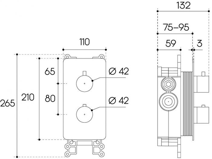 Смеситель скрытого монтажа AQUEDUTO ACENO,  2 потребителя (ACE0245)