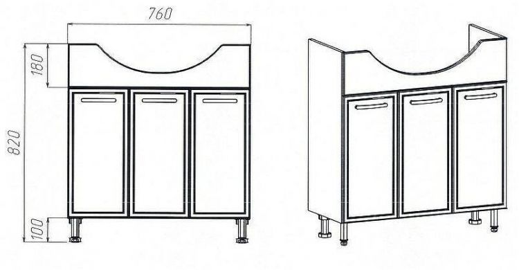 Тумба под раковину VIANT Милан 80 VMIL80ER-T3ST Белая Тумба под раковину VIANT Милан 80 VMIL80ER-T3ST Белая