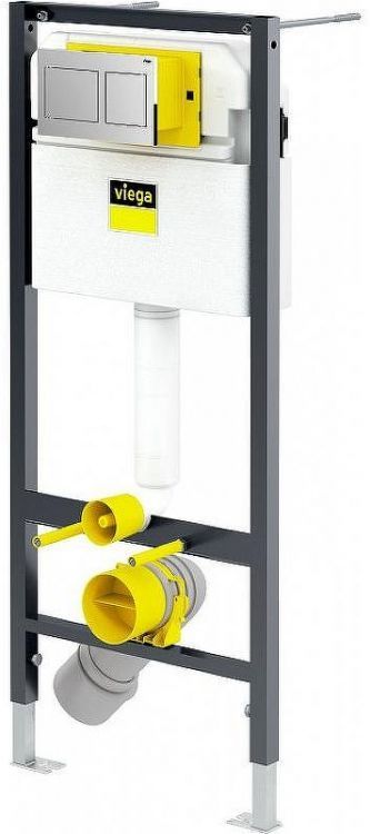 Комплект унитаза AM.PM Spirit FlashClean C701700WH+C707857WH с инсталляцией Viega Prevista Dry 8524.14 792596 с сиденьем Микролифт и клавишей смыва Хром