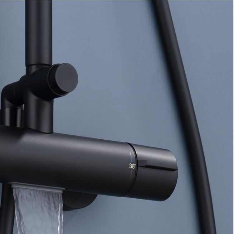 Душевая система ALMAes Doris GK-0345 с термостатом цвет Черный матовый Душевая система ALMAes Doris GK-0345 с термостатом цвет Черный матовый