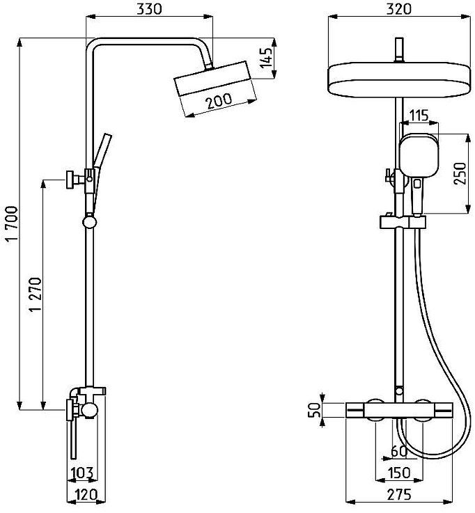 Душевая система ALMAes Doris GK-0345 с термостатом цвет Черный матовый Душевая система ALMAes Doris GK-0345 с термостатом цвет Черный матовый