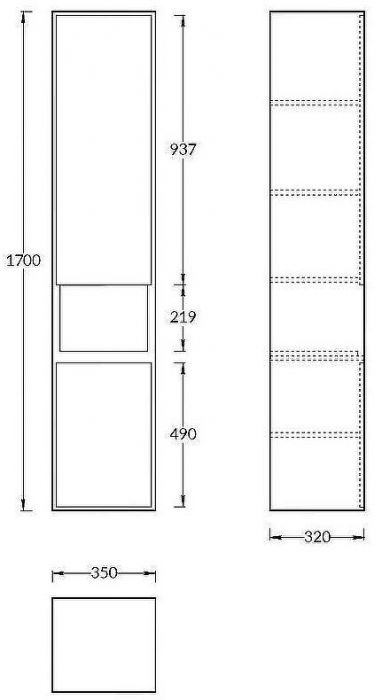 Шкаф пенал Kerama Marazzi Plaza Modern 35 R PLB.M.170\WHT подвесной Белый глянцевый