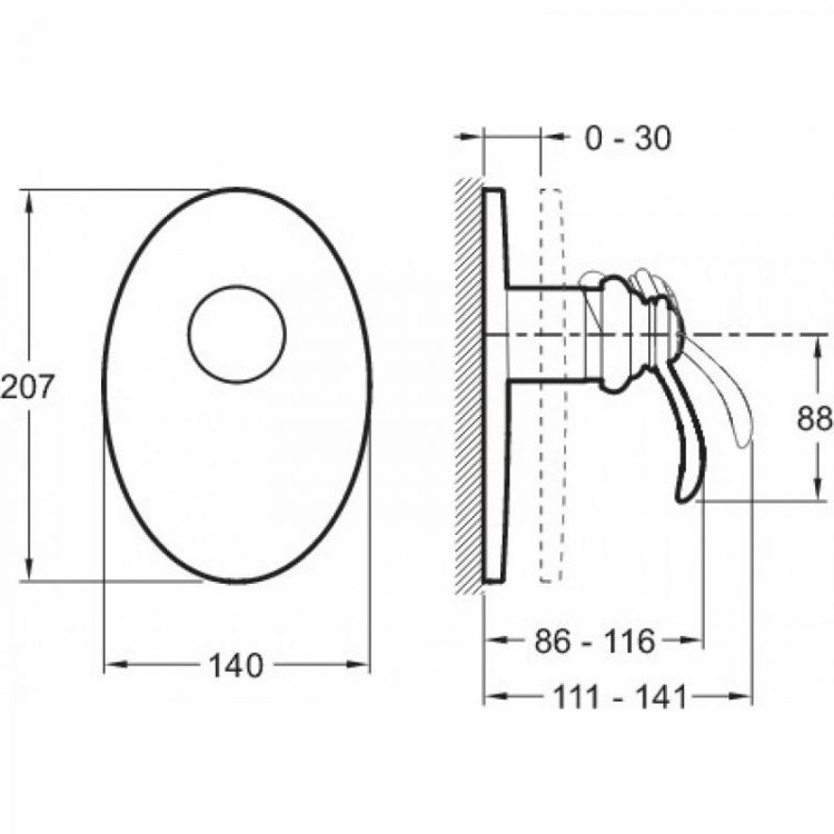 Смеситель для душа Jacob Delafon Panache E98703-CP Смеситель для душа Jacob Delafon Panache E98703-CP