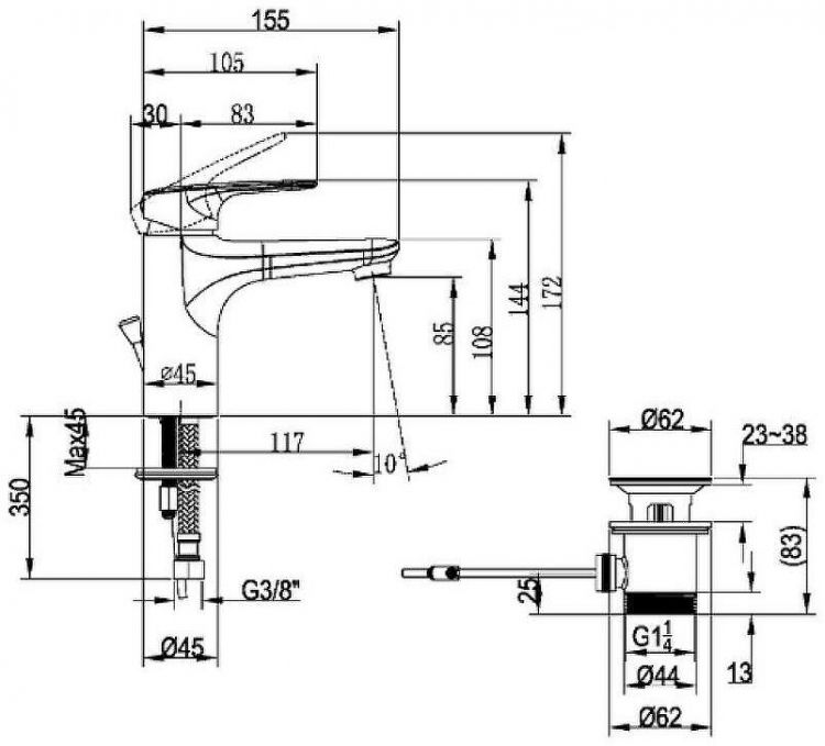 Смеситель для раковины Villeroy&Boch O.Novo Start TVW10510111061 Хром
