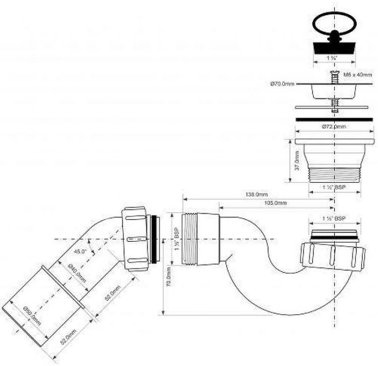 Сифон для ванны McAlpine MRB3 цвет Белый