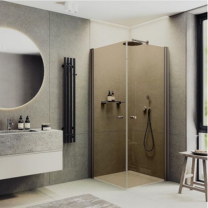 Душевой уголок Maybah Glass MGY-1302-2 900x900x1980 на монопетлях Бронза стекло бронзовое