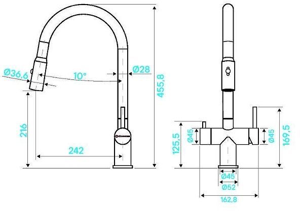 Смеситель для кухни KUCHENSTERN BRUNN-FS 751BL80 цвет Черный матовый