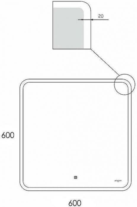 Зеркало Reflexion Blink 600x600 RF6040BK с подсветкой с сенсорным выключателем и диммером