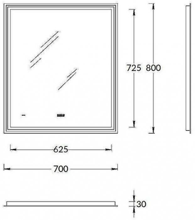 Зеркало Kerama Marazzi Tecno 70 TE.mi.70 с подсветкой с бесконтактным выключателем с подогревом и часами
