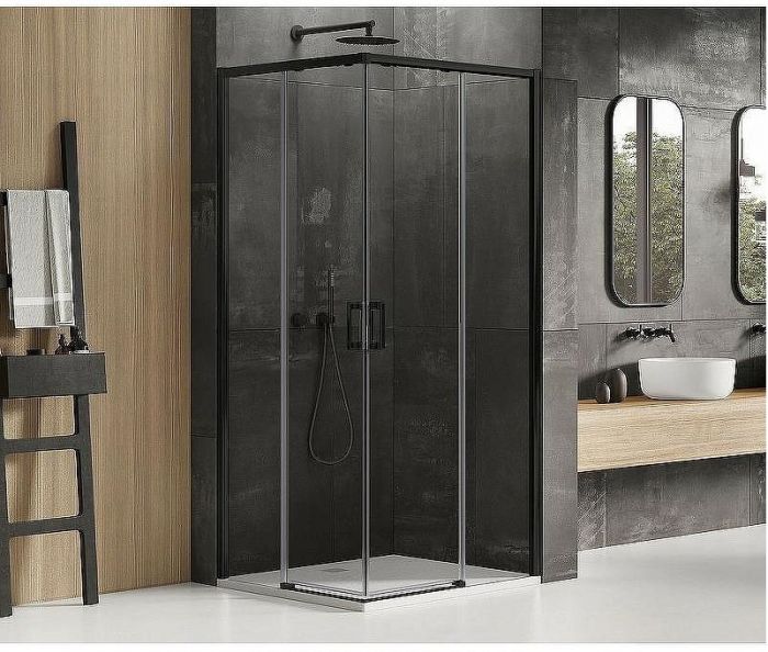 Душевой уголок New Trendy Prime Black 100х100 D-0316A/D-0317A профиль Черный стекло прозрачное