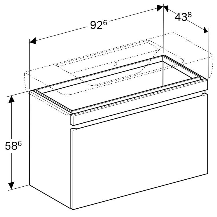 Тумба под раковину Geberit Renova Nr. 1 Plan , 93x44, белый глянец [869100000]